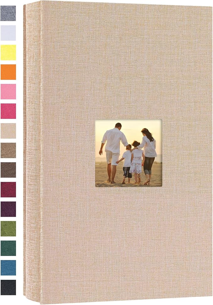 potricher Photo Album 4x6 Pictures, 300 Pockets, Linen Cover, Beige | Linen Cover, Front Window, Large Capacity 4x6 Picture Albums, Photo Book for Family, Wedding, Anniversary, Baby, Keepsake by potricher