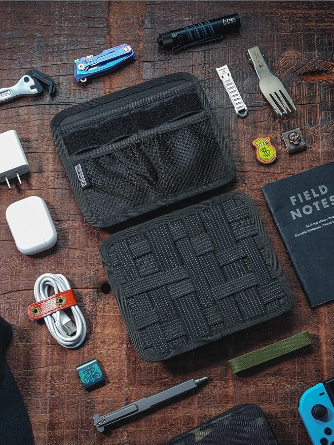 TACTICAL_GEEK TCM8 EDC Organizer Board, Anti-Slip Elastic Woven Board, Utility Bag Insert Panel for Small Gear, Backpack Accessories with Open Pocket & Mesh Pocket (Black) - Image 7