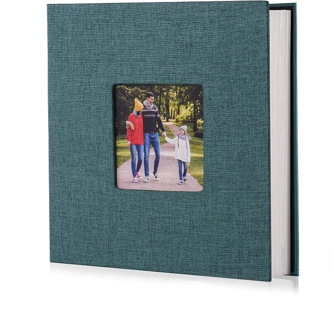 HoneyTolly Photo Album Self Adhesive Scrapbook Album for 4×6 Pictures DIY Magnetic Linen Cover Album 15 Sheets/30 Blank Pages for Family Wedding, Birthday, Christmas, Anniversary (Dark Green) by HoneyTolly