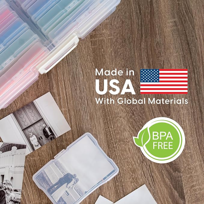 IRIS USA Photo Storage Cases |Made in USA| Fits 4"x6", (10-Pack) - Clear | Picture Box Containers for Tasks, Stickers, Ephemera, & Flashcards Organization - Image 2