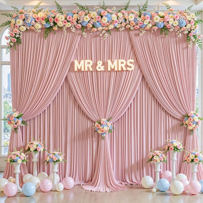 Rose Backdrop Curtains-Wrinkle-Free Polyester Photography Drapes Party Curtain Background for Baby Shower Wedding Decorations- 16 X10FT - Image 5
