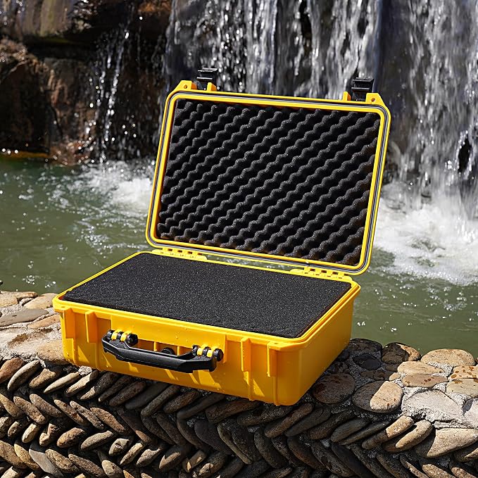 MEIJIA All Weather IP67 Waterproof Hard Camera Case,Hard Protective Case,Hard Case with Customizable Foam,Fit Use of Drones,Camera,Equipments,Pistols(Yellow,18.5 x14.06x6.93inches) - Image 2