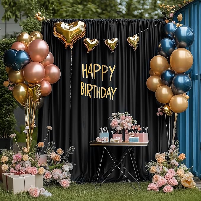 Black Backdrop Curtain for Parties Backdrop Drapes, 3Pack 10x10FT | Wrinkle Free Polyester Curtain Backdrop Draping Fabric for Backdrop Photoshoot Birthday Party Background,6 Panel 5x10FT - Image 3
