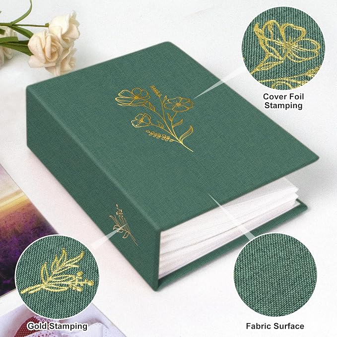 Holoary Photo Album 4x6 100 Photos, 100 Pockets 4”x6” Picture Album, Linen Fabric Cover Picture Book for Photos, 4x6 Photo Albums for Family Weddings Travel Memories(Dark Green) - Image 3