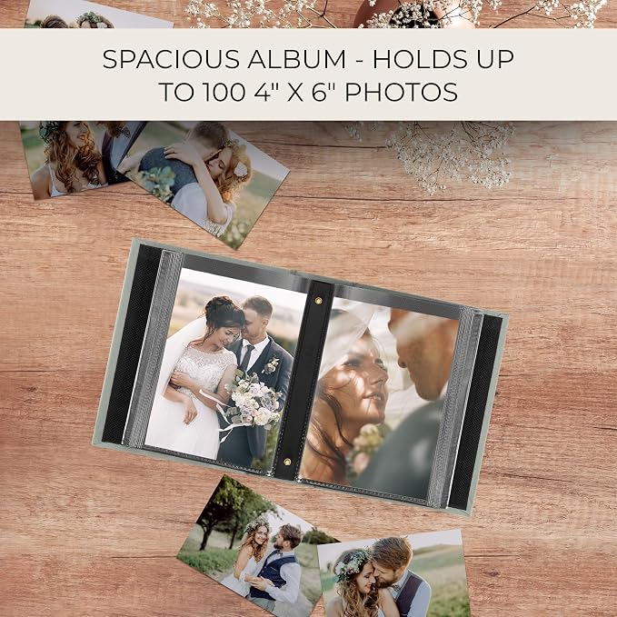 Beautiful Linen Photo Album For 4x6 Photos - Holds Up To 100 Pictures | Safely Stores Unique Memories - The Perfect Large Book for All Pictures of Treasured Family, Baby or Wedding Moments - Image 3
