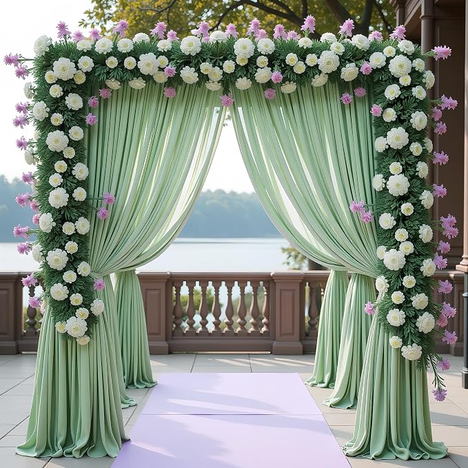 Sage Green Backdrop Curtain Drapes for Parties, 3Pack 10x10FT | Wrinkle Free Polyester Curtain Backdrop Draping Fabric for Backdrop Photoshoot Birthday Party Background,6 Panel 5x10FT - Image 3