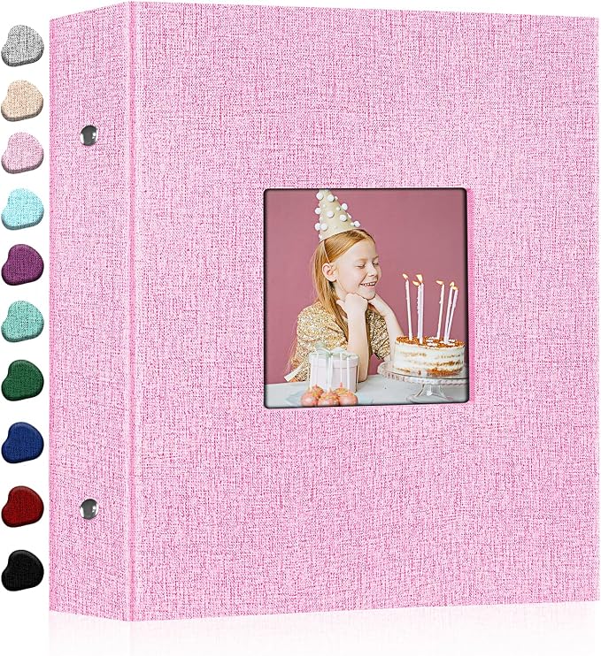 Ejblfe Photo Album 4x6,Linen Cover Slide-in Photo Album Book Can Holds 600 4x6 Photos with 60 Black Sheets for Family,Wedding,Baby and Holiday Pictures (Pink) by EJBLFEPremiumPhotoAlbums