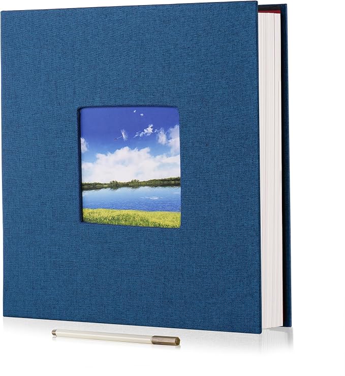 HoneyTolly Large Photo Album Self Adhesive, DIY Scrapbook Album for 4x6 8x10 Pictures, 40 Pages Linen Cover Memory Book, Ideal Gift for Family Travel Wedding Baby Christmas Anniversary(Blue) by HoneyTolly
