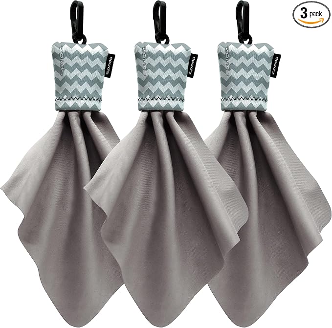 Classic Microfiber Lens Cleaner – Clip-On Pouch, Washable – for Binoculars, Scopes, Glasses, Screens | Classic | Gray Chevron, 6 x 6 Inch (3-Pack) by SPUDZ