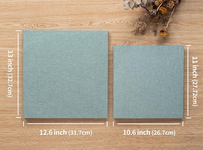 Large Photo Album Self Adhesive 4x6 8x10 10x12 13"x12.8" Magnetic Scrapbook Album 12.6"x11" Inch 40 Pages Linen Cover DIY Photo Album with A Metallic Pen and DIY Stickers(Green) - Image 5