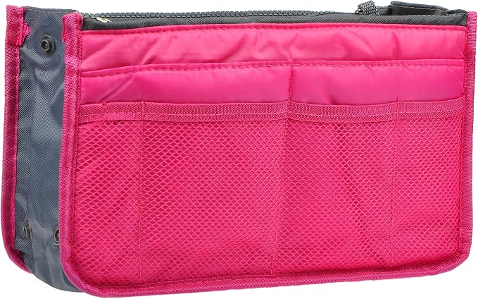 Vercord Purse Organizer Insert for Handbags Bag Organizers Inside Tote Pocketbook Women Nurse Nylon 13 Pockets Rose Medium by Vercord