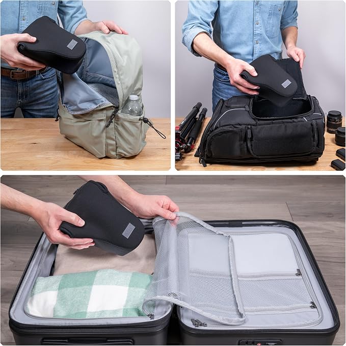 USA Gear Camera Sleeve (Large) for Mid-Size SLRs Compatible with Sony A7 V, Canon EOS R6 Mark II, Nikon Z 6III & more - Padded Neoprene DSLR Case with Zipper Accessory Pocket & Belt Loop (Black) - Image 7