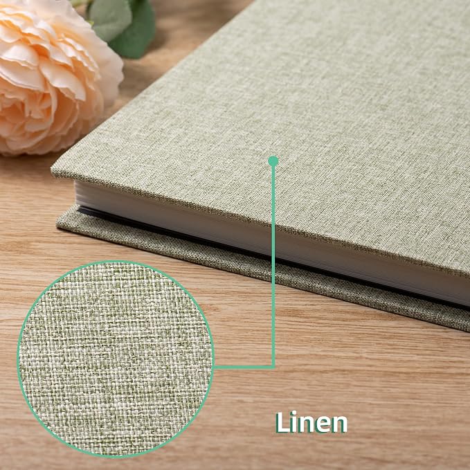 Large Photo Album Self Adhesive Scrapbook Album for 4×6 8×10 Pictures DIY Magnetic Linen Cover Album 40 Pages for Family Wedding Gifts with Metal Pen and Plastic Board - Image 4