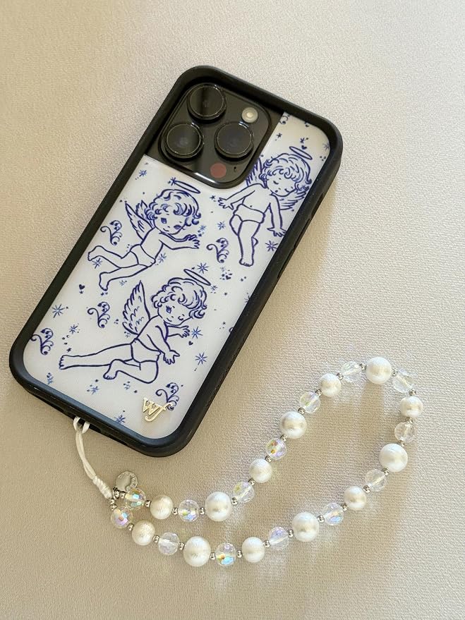 Drawwind Phone Charm Strap Cute Wrist Straps Cell Phone Charm String Y2K Aesthetic Lanyard Wristlet Chain for Case Camera AirPods Bags Keychains (Cotton Pearls) - Image 2