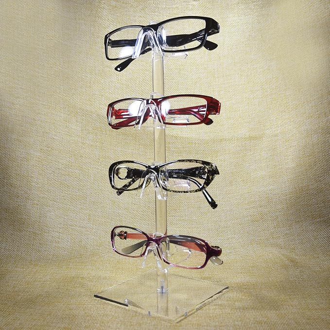 MOOCA 2-Piece Acrylic Eyewear Display Stand, Holds 8 Frames | Eyewear rack with oversized supports displays large sunglasses and eyeglasses for show,store,home and easy assemble.' - Image 4