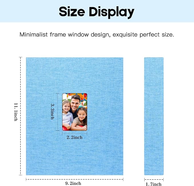Aevdor 3.5x5 Photo Album, Holds 256 Photos, Linen Cover, Blue | Vertical 3.5x5 Clear Pockets, Front Display Window, Baby, Travel, Family & Anniversary Memories - Image 7