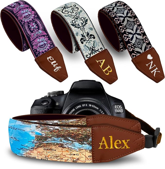 Art Tribute Custom Camera Strap World Map - Add Your Text and We Make It Especially For You Get Your Own Personalized Gift Camera Strap, No Shipping Cost! by ArtTribute