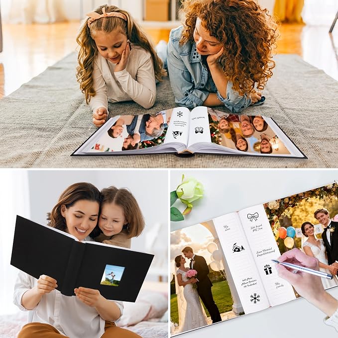 Aevdor 8x10 Photo Album, 100 Pockets, Linen Cover, Writing Space, Black | Fits 8x10 Photos, Graphic Designs, Watercolors and Drawings, Doubles as an Art Portfolio - Image 8