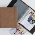 Photo Album For 2X6 Photo Booth Slip In Strips And 4X6 Pictures - 6 Ring Notebook Binder With 20 2 By 6 Sleeves - Fits 80 Photobooth Prints (UMBER BROWN - LINEN HARDCOVER, 4X6) by SMILEWAVE