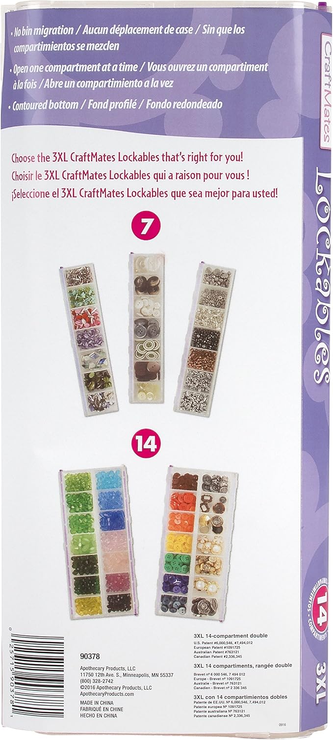 Craft Mates Craft & Sewing Supplies Organizer, 14 Locking Compartments, 3XL | Clear Plastic Storage for Buttons, Pins, Jewelry, Diamond Art & Craft Supplies, Large Portable Organizer for Crafters - Image 4
