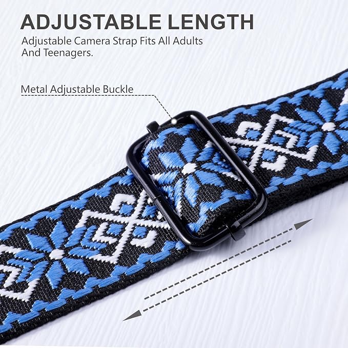 Padwa Lifestyle Adjustable Camera Strap - 1.5" Full Grain Leather Ends Camera Straps for Photographers, Adjustable Neck Shoulder & Crossbody Cotton Strap Quick Release for Cameras and Binoculars - Image 3