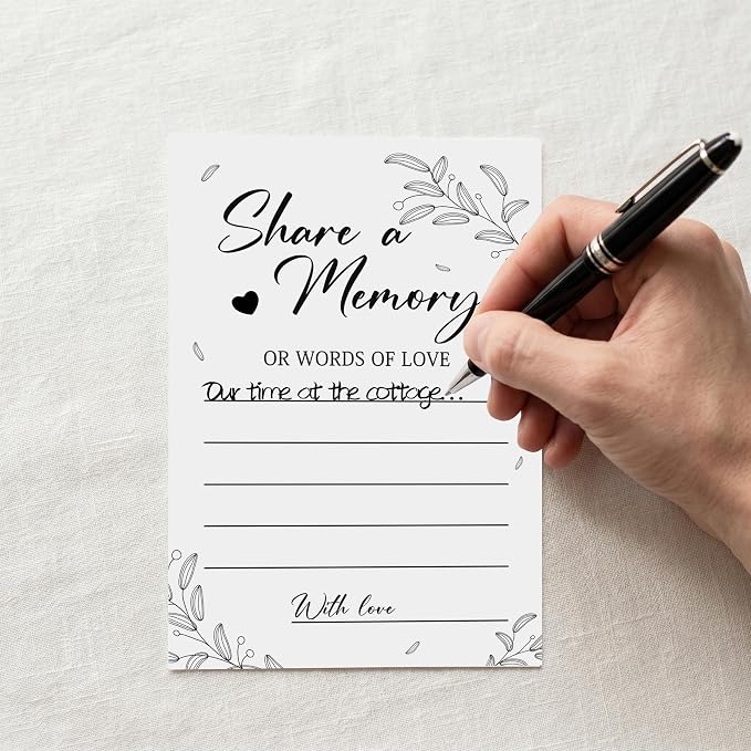 Share a Memory Cards - Share Words of Love - Keepsake Funeral Card, Guest Book Alternative, Minimalist Memory Cards for Birthday, Bridal Shower, Funeral Memory Books and Boxes, Memorial Service Decor - Image 5