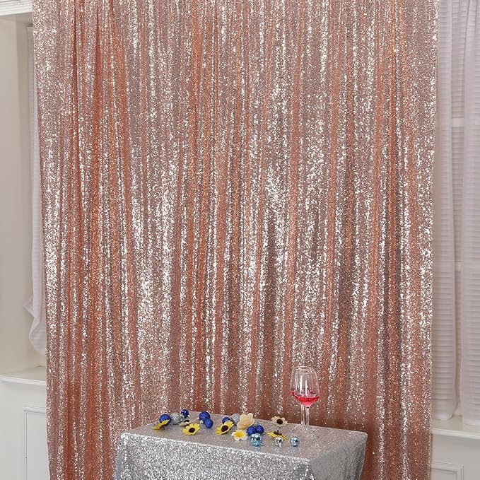 Poise3EHome Sequin Backdrop Curtain, 10Ft x 10Ft Rose Gold Glitter Photography Background Curtains, Sequence Xmas Thanksgiving Backdrop Drapes Decor - Image 8