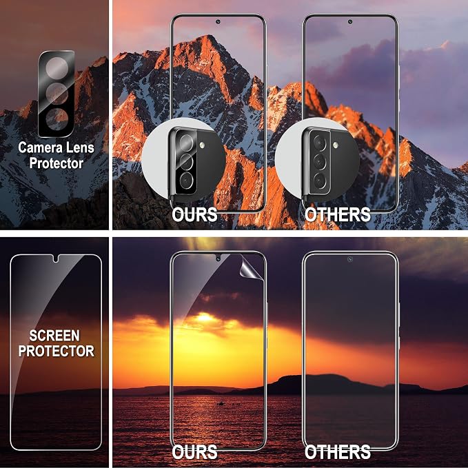 AACL 3-Pack for Samsung Galaxy S22 Screen Protector Film [6.1"] | with 2-Pack Camera Lens Protectors, Fingerprint Unlock, Anti-Scratch, Case-Friendly, 7H Hybrid Film [Not Glass] - Image 9