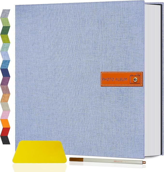 Popotop Large Photo Album Self Adhesive 4x6 5x7 8x10 Scrapbook Album DIY Picture Book,Gifts for Mom,Family Baby and Wedding,with Metal Pen and Plastic Board by Popotop