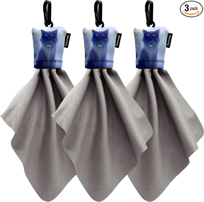 SPUDZ Classic Microfiber Lens Cleaner – Clip-On Pouch, Washable – for Binoculars, Scopes, Glasses, Screens | Classic | Cat, 6 x 6 Inch (3-Pack) by SPUDZ
