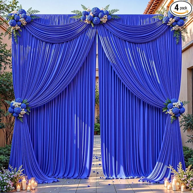 16ftx10ft Wrinkle Free Royal Blue Backdrop Curtain - 10 Feet Photography Backdrop Drapes, Silky Polyester Back Drop Cloth for Wedding Baby Shower Balloon Arch Background by Unknown