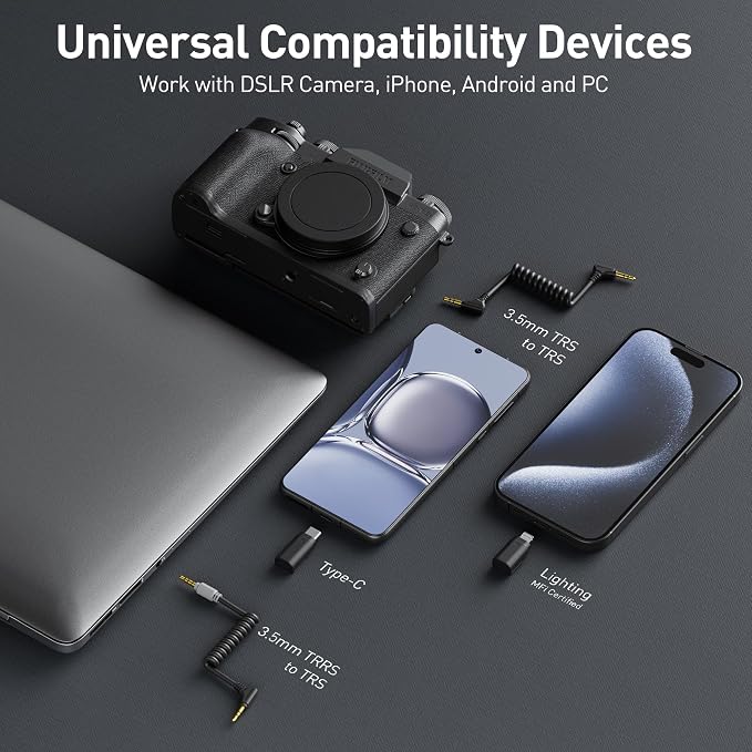 Saramonic BLINK500B2+ Wireless Lavalier Microphone for iPhone/Camera/Android, Detail-Rich Audio, 40h Battery Life, Clip on Wireless Lapel Mic for Live Streaming Video Conference Recording - Image 8