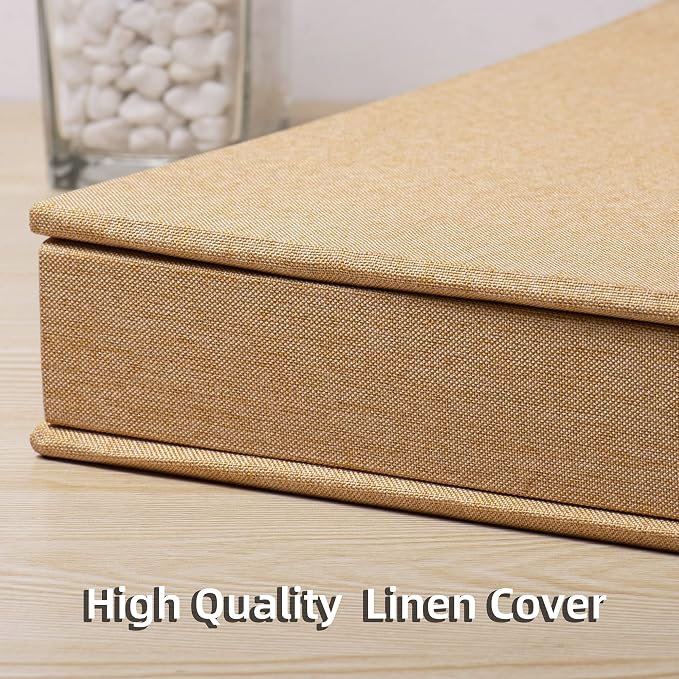 Large Photo Album Self Adhesive 4x6 5x7 3x5 8.5x11 Scrapbook Magnetic Album DIY Scrap Book Length 13 x Width 12.8 (Inches) 120 Sticky Pages Linen Cover DIY Photo Album (Yellow) - Image 5