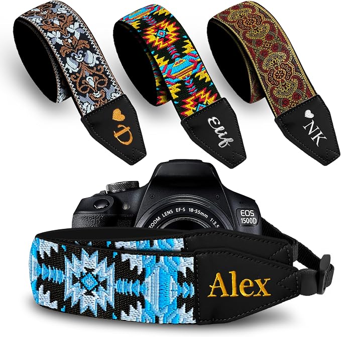 Art Tribute Custom Camera Strap Bohemian Blue - Add Your Text and We Make It Especially For You Get Your Own Personalized Gift Camera Strap, No Shipping Cost! by ArtTribute