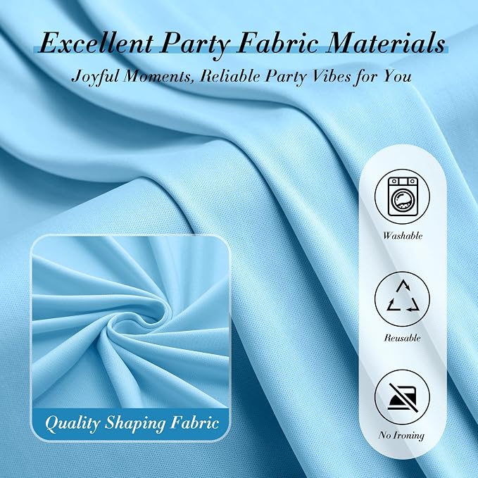 50 ft x 10 ft Wrinkle Free Blue Backdrop Curtain Panels, Polyester Photography Backdrop Drapes, Wedding Party Home Decoration Supplies - Image 7