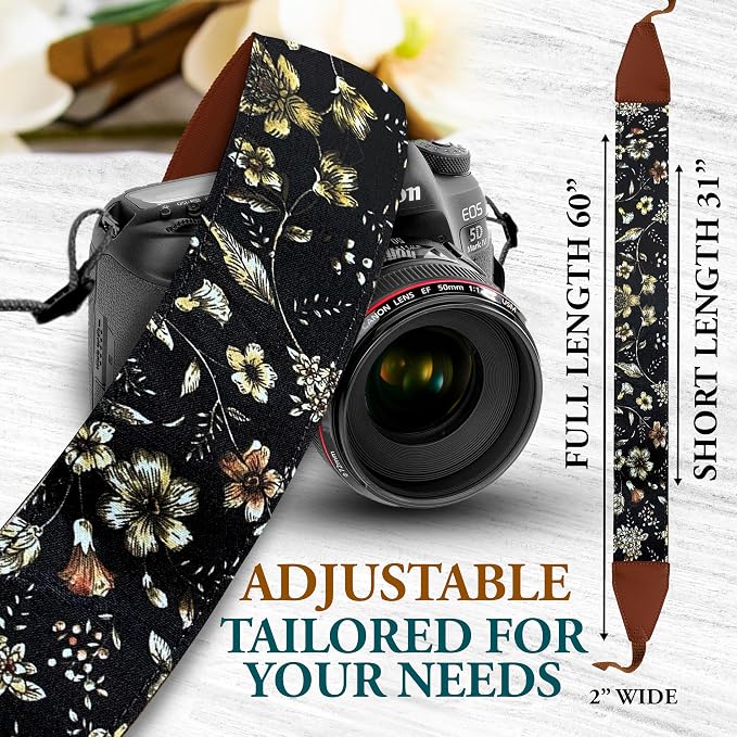 Art Tribute Camera Strap Personalized With Name | Shoulder, Crossbody & Neck, Fits All Cameras, Canon Nikon Sony Fujifilm, Padded Strap, Quick Release & Leather Ends - Image 6