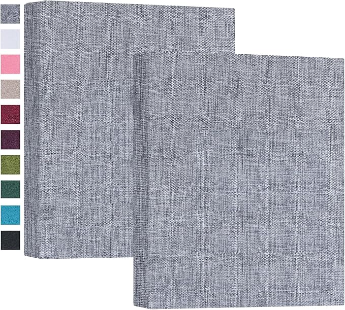 Mublalbum 2 Pack Small 5x7 Photo Album, 52 Pockets, Linen Cover,Gray | Linen Cover, Portable Mini Picture Book, Holds 52 Vertical Pockets for Artwork Postcards, Picture Storage by Mublalbum
