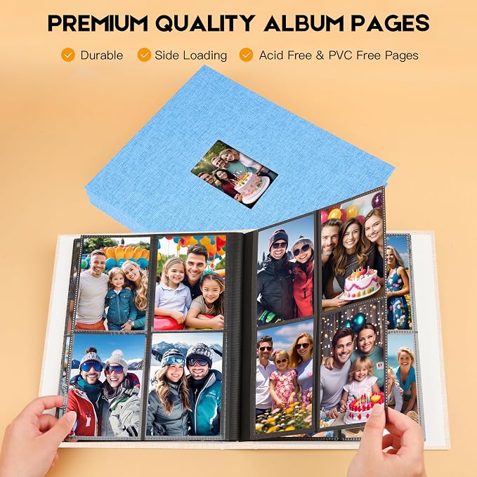 Aevdor 3.5x5 Photo Album, Holds 256 Photos, Linen Cover, Beige | Vertical 3.5x5 Clear Pockets, Front Display Window, Baby, Travel, Family & Anniversary Memories - Image 7