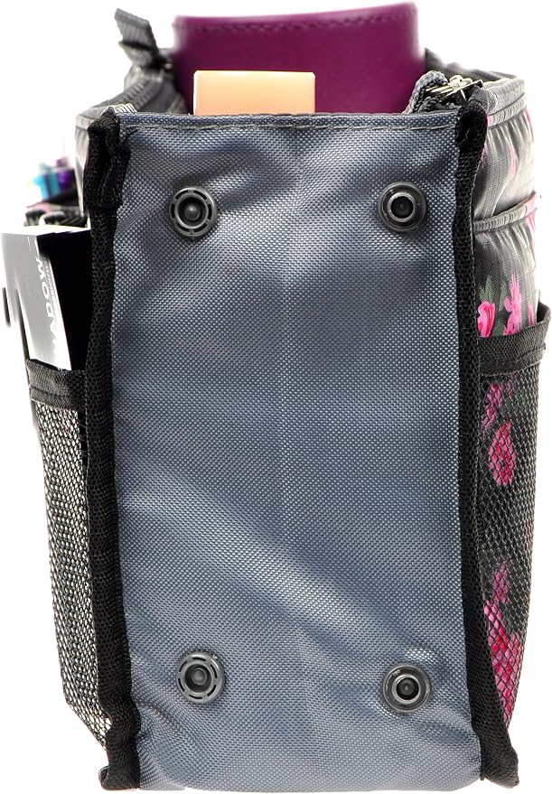 Vercord Purse Organizer Insert for Handbags Bag Organizers Inside Tote Pocketbook Women Nurse Nylon 13 Pockets Black Red Flower Large - Image 5
