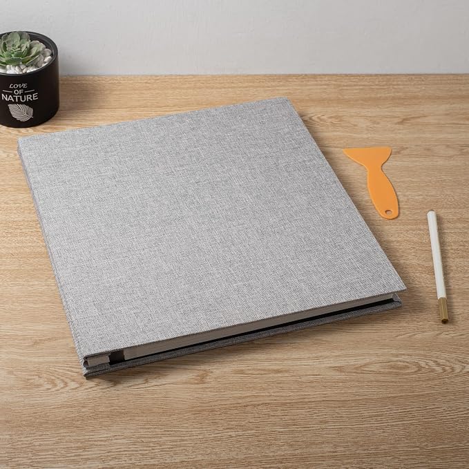 Large Photo Album Self Adhesive Scrapbook Album for 4×6 8×10 Pictures DIY Magnetic Linen Cover Album 40 Pages for Family Wedding Gifts with Metal Pen and Plastic Board - Image 6