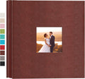 potricher Small Photo Album 4x6 200 Photos, Leather Cover, Brown | Leather 4x6 Picture Album with 200 Horizontal Pockets, Photo Book for Family, Wedding, Anniversary, and Baby by potricher