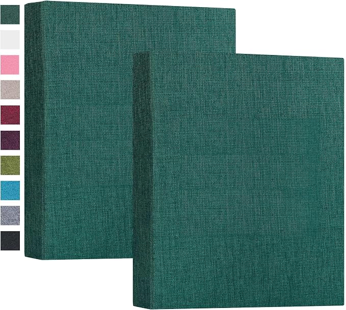 Mublalbum 2 Pack Small 5x7 Photo Album, 52 Pockets, Linen Cover,Dark Green | Linen Cover, Portable Mini Picture Book, Holds 52 Vertical Pockets for Artwork Postcards, Picture Storage by Mublalbum