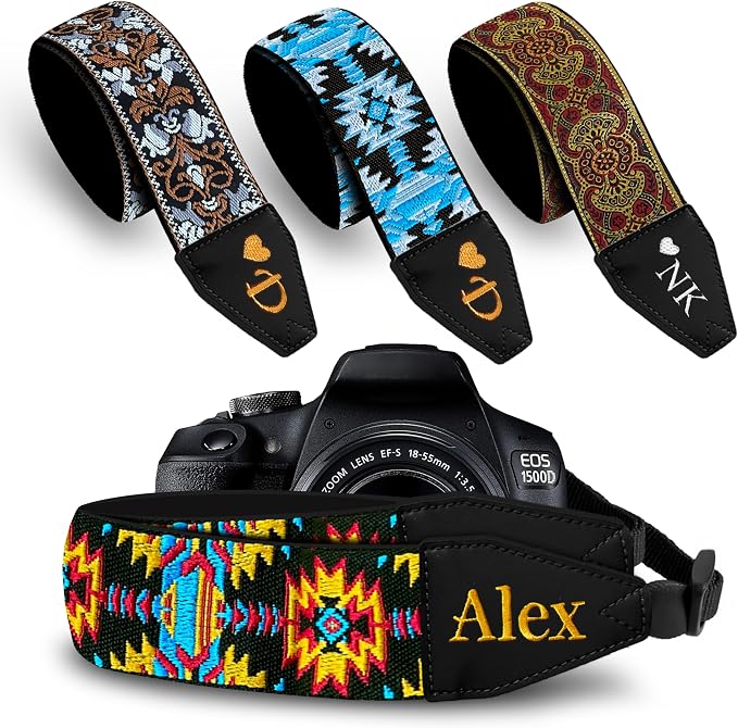 Art Tribute Custom Camera Strap Bohemian Yellow - Add Your Text and We Make It Especially For You Get Your Own Personalized Gift Camera Strap, No Shipping Cost! by ArtTribute