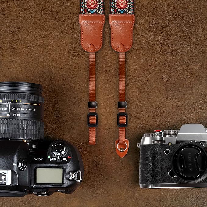 Padwa Lifestyle Red Vintage Embroidered Camera Strap - 2" Wide Cowhide Head Camera Straps,Pure Cotton Woven Adjustable Shoulder & Neck Strap for All DSLR Cameras,Great Gift for Men&Women Photographers - Image 6