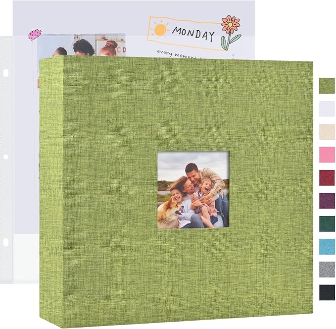 Mublalbum 12x12 Inch 3 Ring DIY Scrapbook Photo Album 80 Pages, Green | 3 Ring Binder Scrapbook, Linen Cover, 40 Plastic Sleeves 80 Pages, Memory Book for Wedding, Baby, Family, DIY Projects by Mublalbum