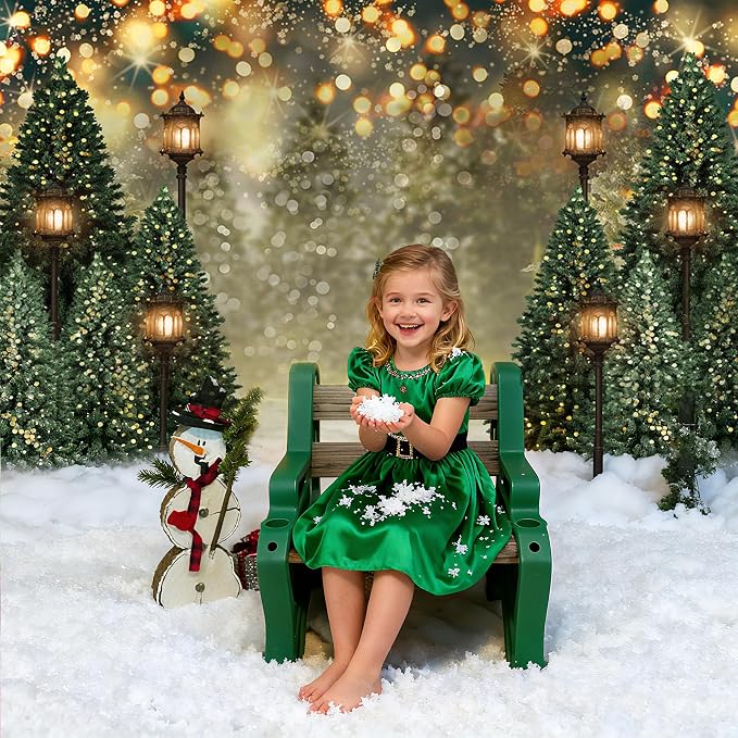 Mocsicka 10x8ft Winter Snowflake Christmas Tree Backdrop Christmas Glitter Bokeh Newborn Baby Shower Birthday Photo Backdrops Xmas Pine Tree Party Decors Photography Background - Image 3