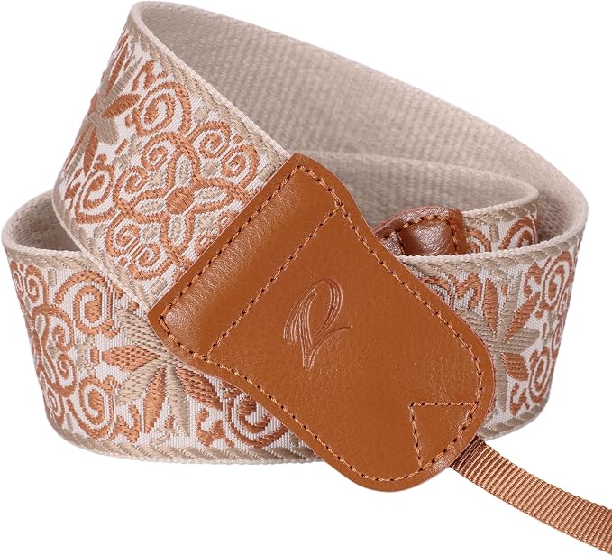 Padwa Lifestyle Khaki Yellow flower Camera Strap - 2" Cowhide Head,Jacquard Embroidery Woven Cotton,Adjustable Shoulder Neck Camera Straps for Photographers - Image 8