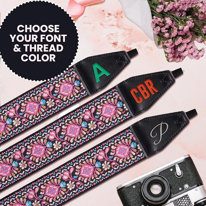 Art Tribute Camera Strap Personalized With Name - Shoulder, Crossbody & Neck Camera Strap for Photographers, Fits All Cameras, Canon Nikon Sony Fujifilm, Padded Strap W/Quick Release & Leather Ends - Image 8