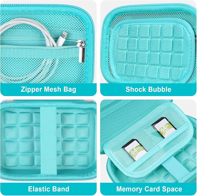Hard Carrying Case for Kodak Step Instant Smartphone Photo Printer - Portable Mini Color Wireless Mobile Printer, Zipper Mesh Pocket for USB Cable, Photo Paper, Green - Image 4