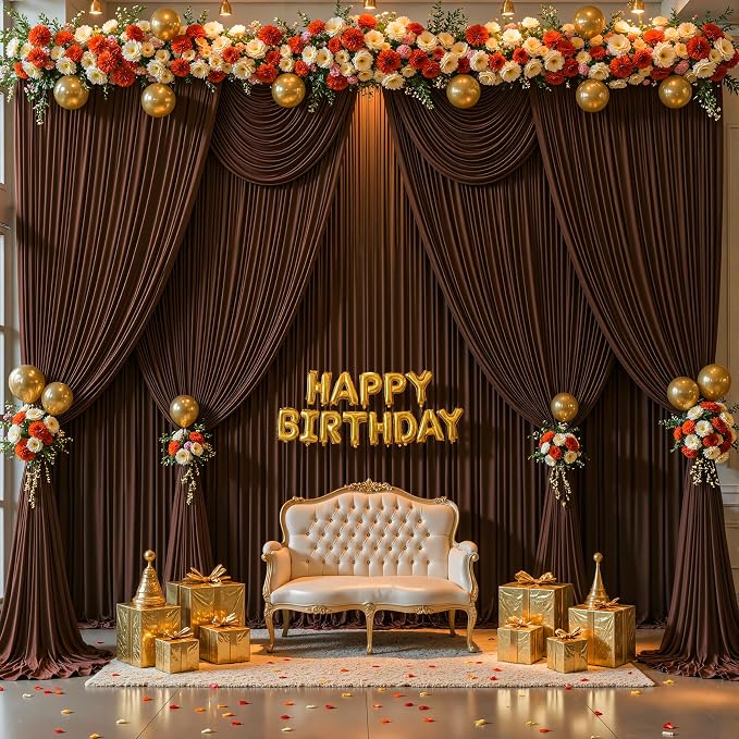 Dark Brown Backdrop Curtains-Wrinkle-Free Polyester Photography Drapes Party Curtain Background for Baby Shower Wedding Decorations- 24 X10FT - Image 4